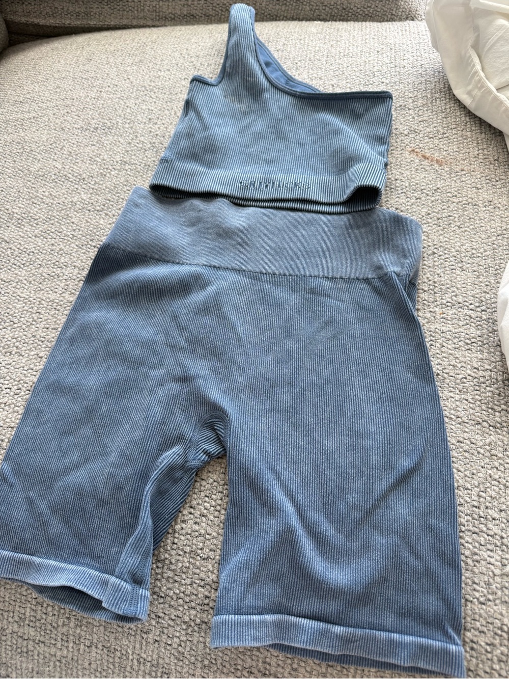 Gilly Hicks Ribbed Bike Shorts in Dusty Blue